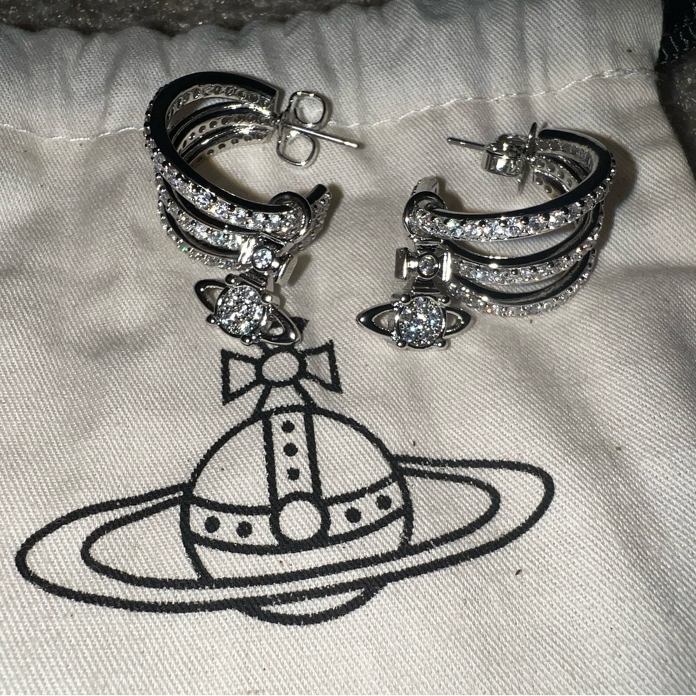 Vivienne Westwood Triple Hoop Earrings with Crystal Accents